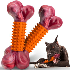 Apasiri heavy-duty dog toy orange bone for aggressive chewers promoting durable play.