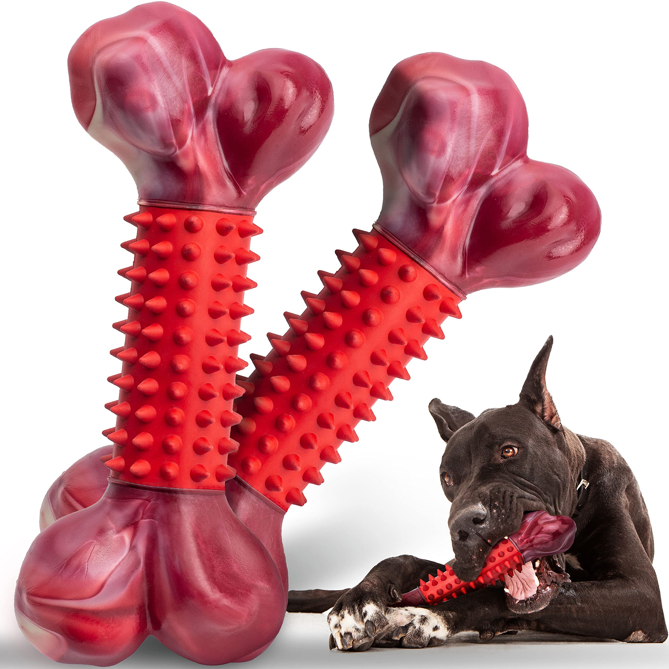 Apasiri tough-dog-toy dual-texture aids strong chewers with a satisfying grip.