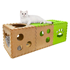 Apatal Cat Play Tunnel assembled offers a cozy hideaway with peek holes for curious cats.