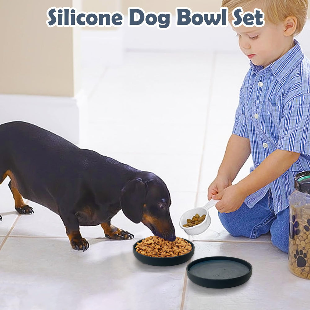 Apatal round grey bowls sized for small to medium pets and versatile usage.