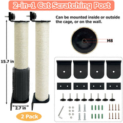 Apatal self-groomer massager on scratch post for soothing scratching and grooming