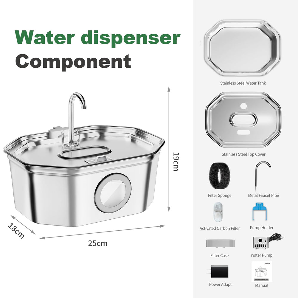APAUK pet fountain suitable for cats and dogs sharing one hydration station.