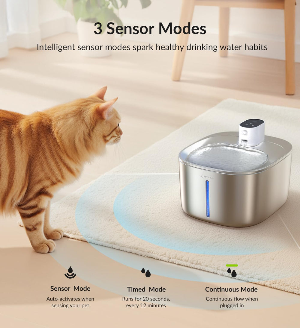 APD APETDOLA cordless fountain runs on a 4000mAh battery for water anywhere.