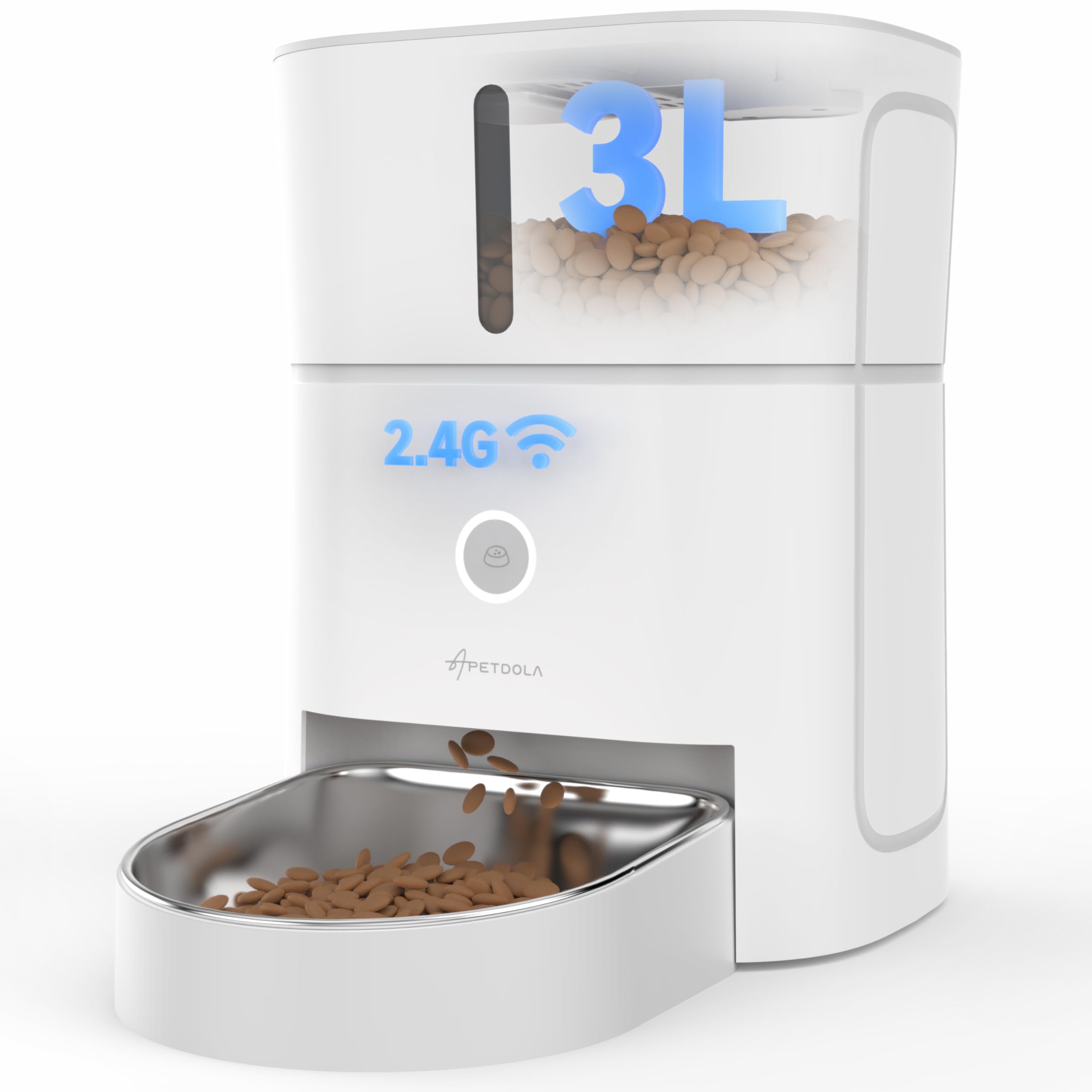 APETDOLA automatic cat feeder front view showing compact design and reliability