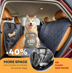APetsPlanet backseat hammock shows expanded space for dog lounging