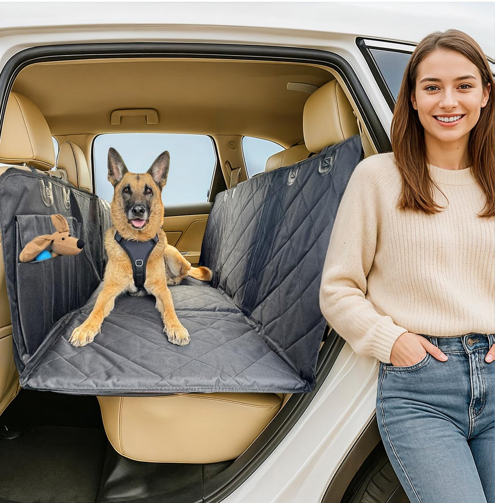 APetsPlanet dog car seat cover hard bottom protects against spills and hair