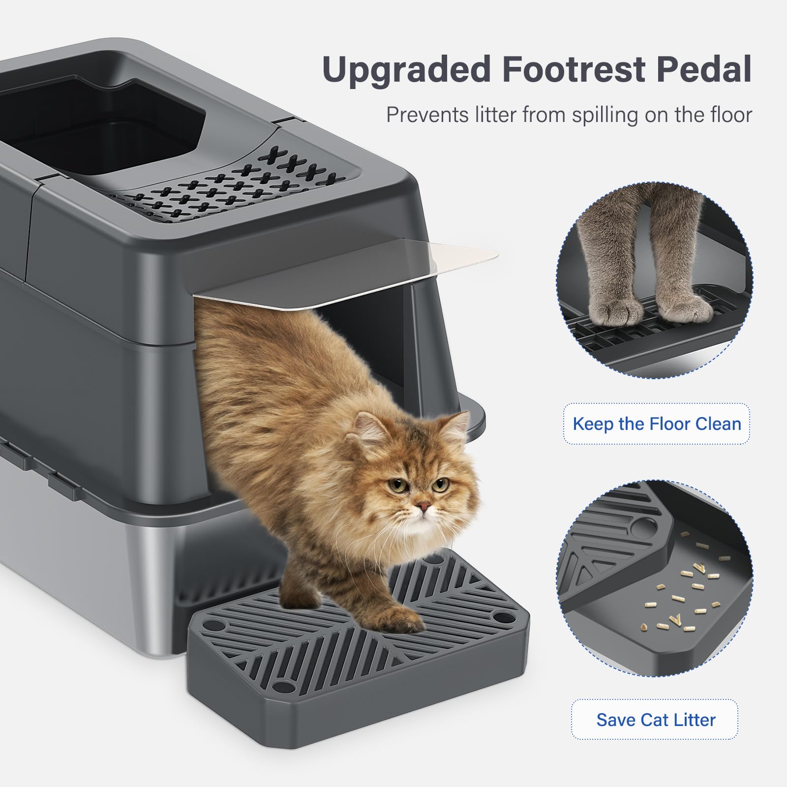 Aphyxen filter pedal keeps litter from paws and floors cleaner.