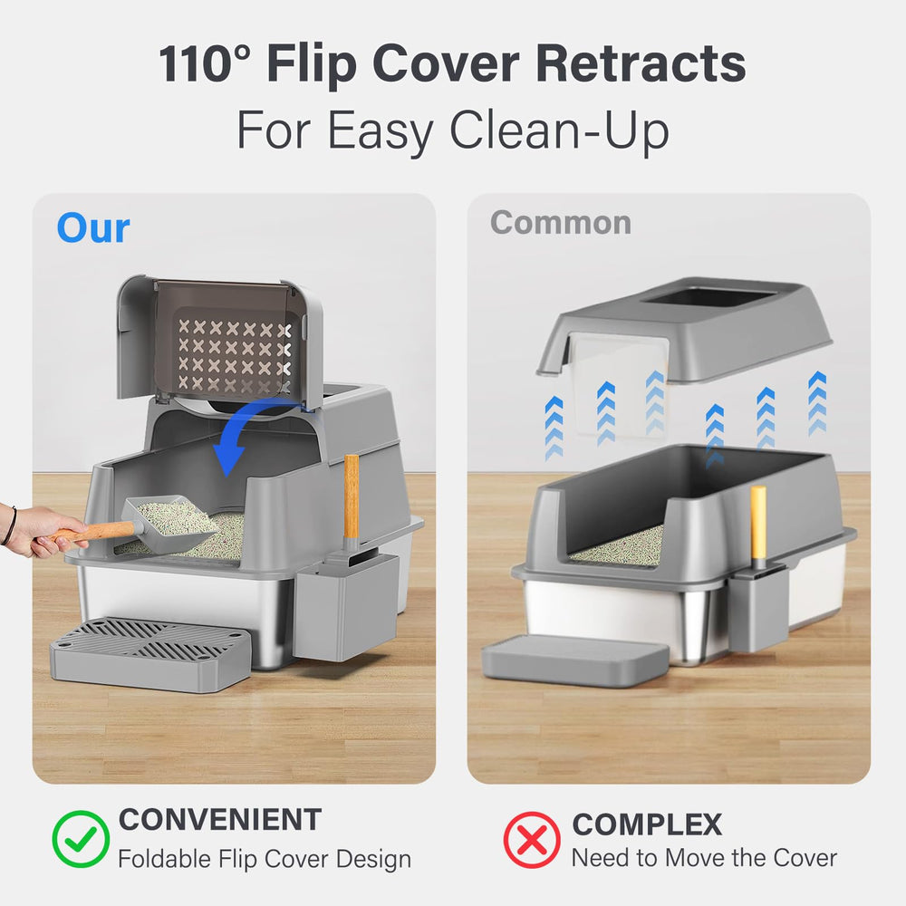 Aphyxen top-entry metal litter box image for easy access.