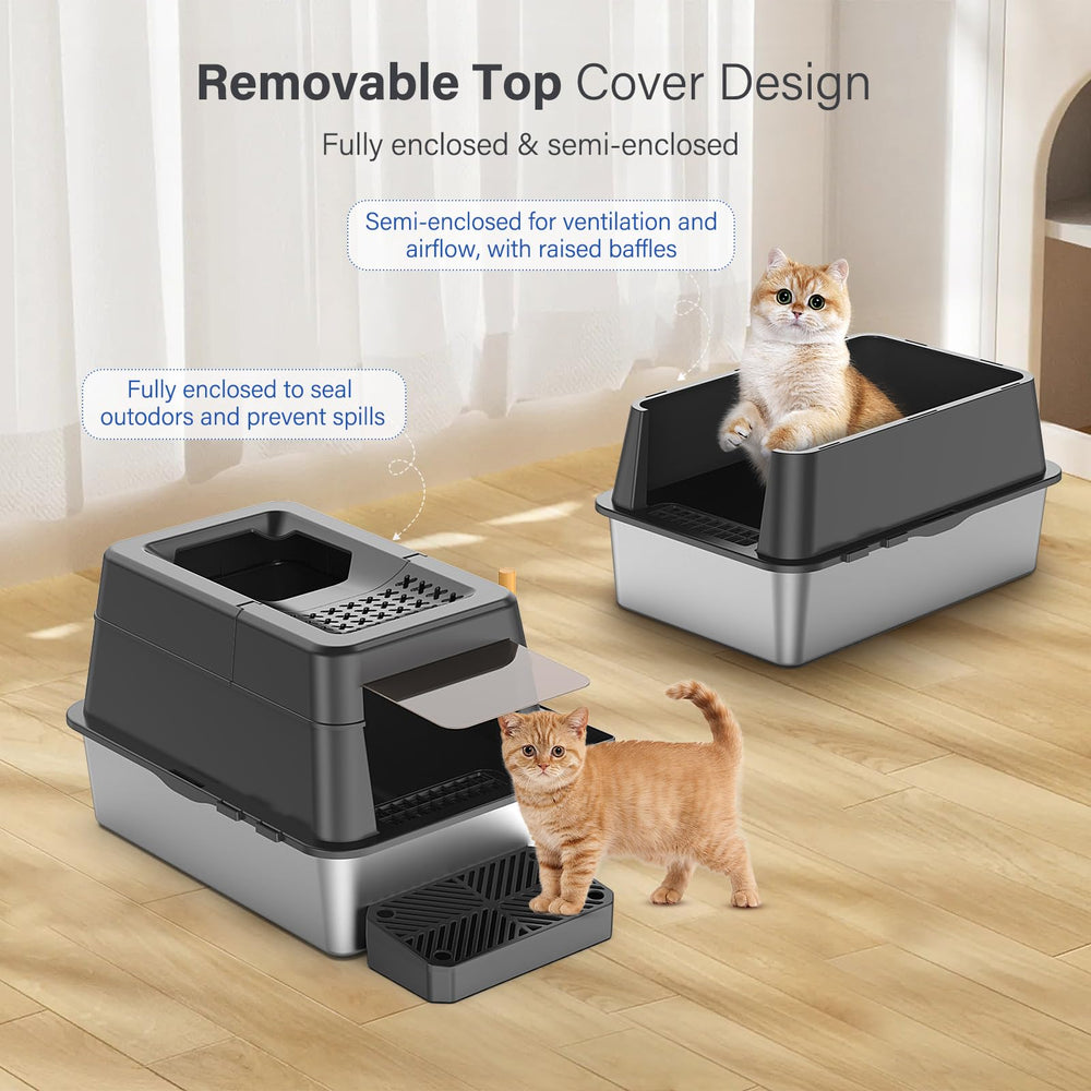 Aphyxen high-sided enclosure minimizes litter spill and scatter.