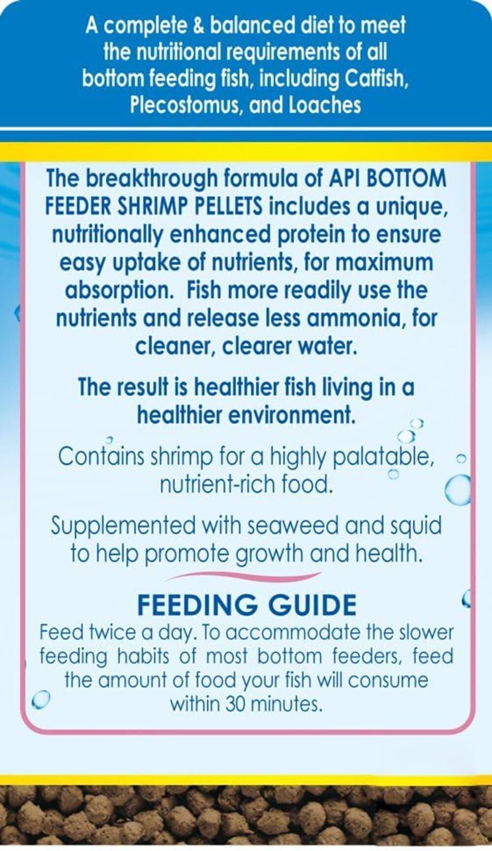 API Bottom Feeder Shrimp Pellets pellets closeup showing shrimp-based formula