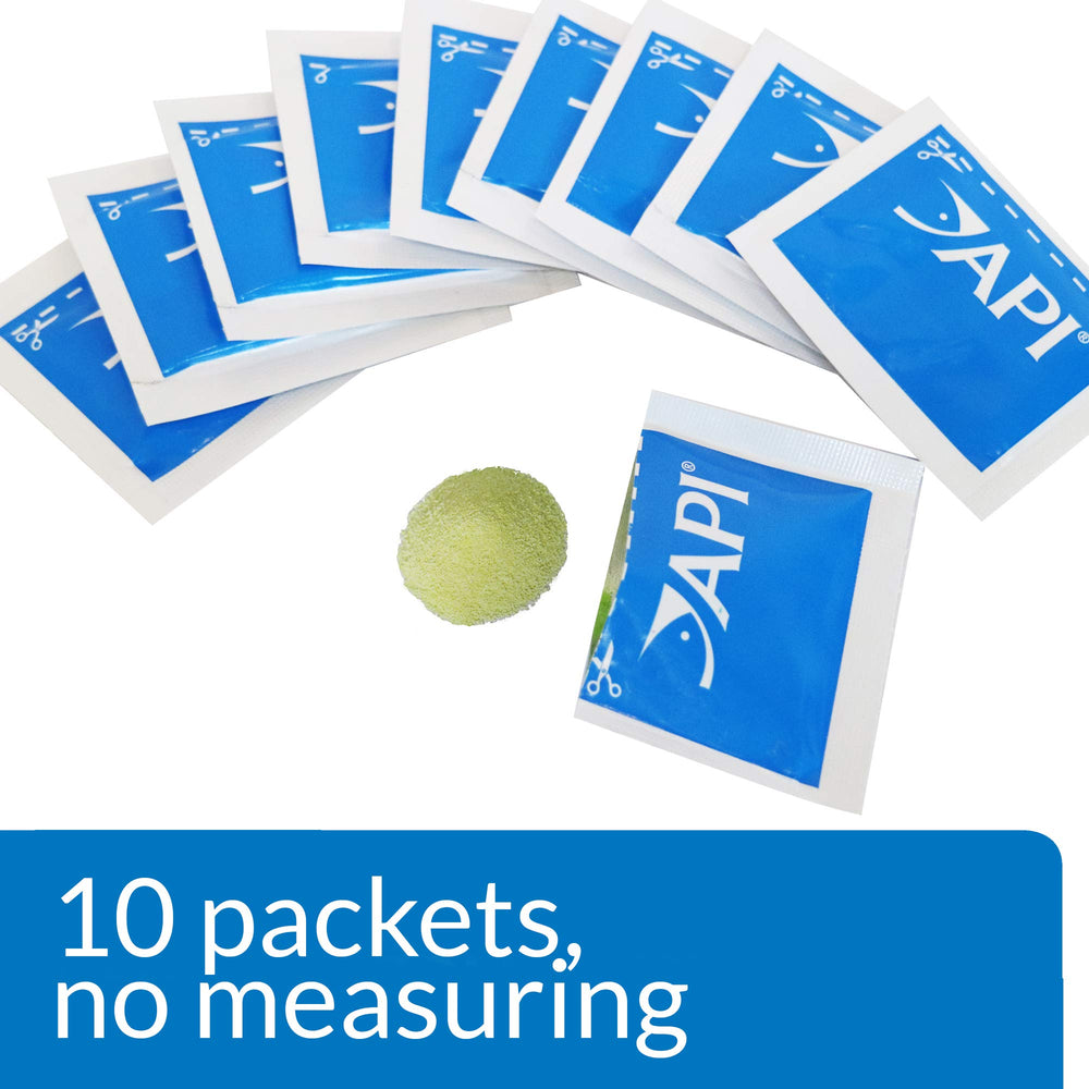 API FIN & BODY CURE packaging closeup showing ten-dose packets for easy dosing.
