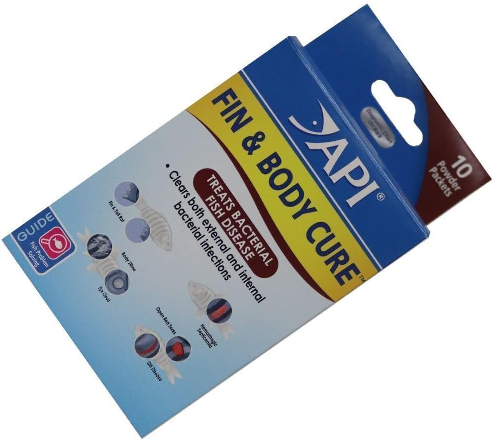 API Fin & Body Cure combats fin and tail rot in aquarium fish.