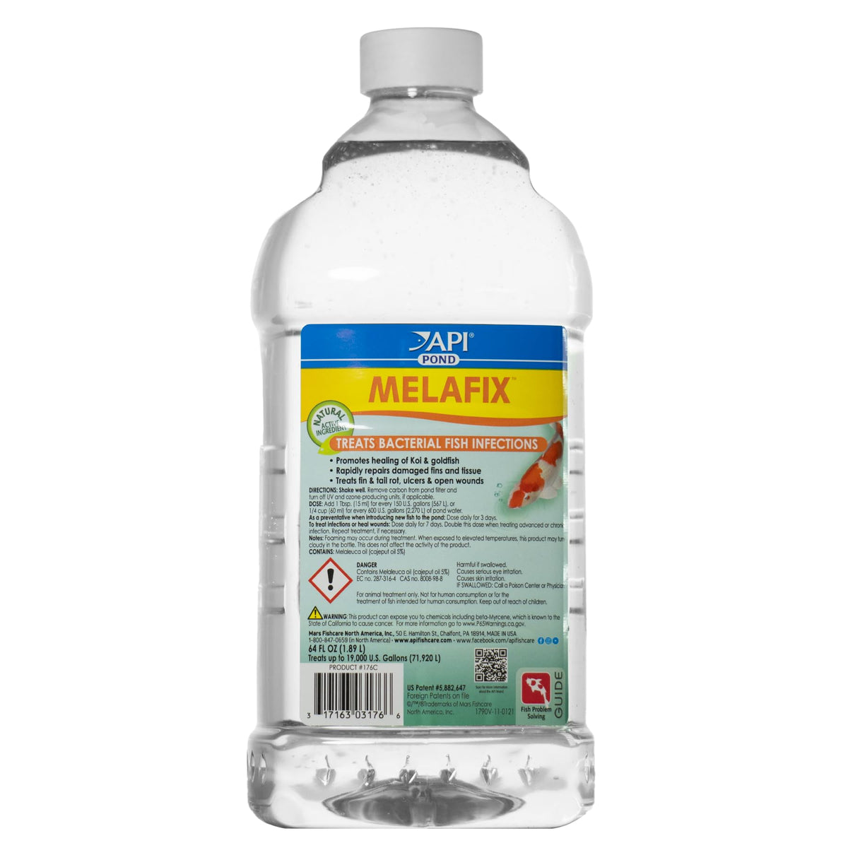 API POND MELAFIX bottle front view for pond fish care with tea tree extract