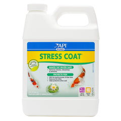 API POND STRESS COAT 32oz bottle front showing conditioner for safer water and reduced stress