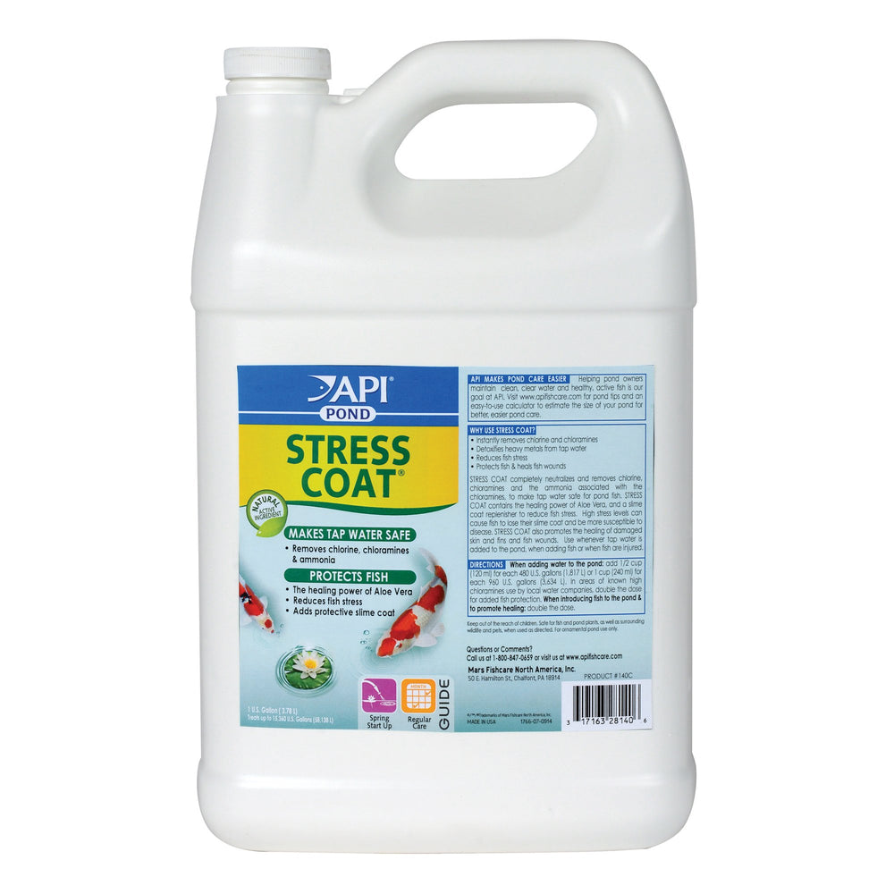 API POND STRESS COAT bottle front view for safe pond water conditioning