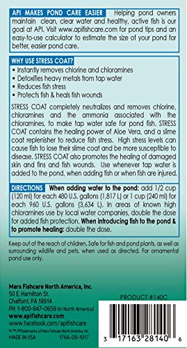 API POND STRESS COAT bottle label closeup highlights aloe and healing features