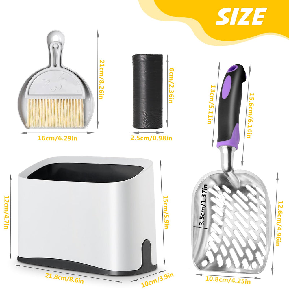 Apidgrowth cat litter scooper with holder included for easy storage.