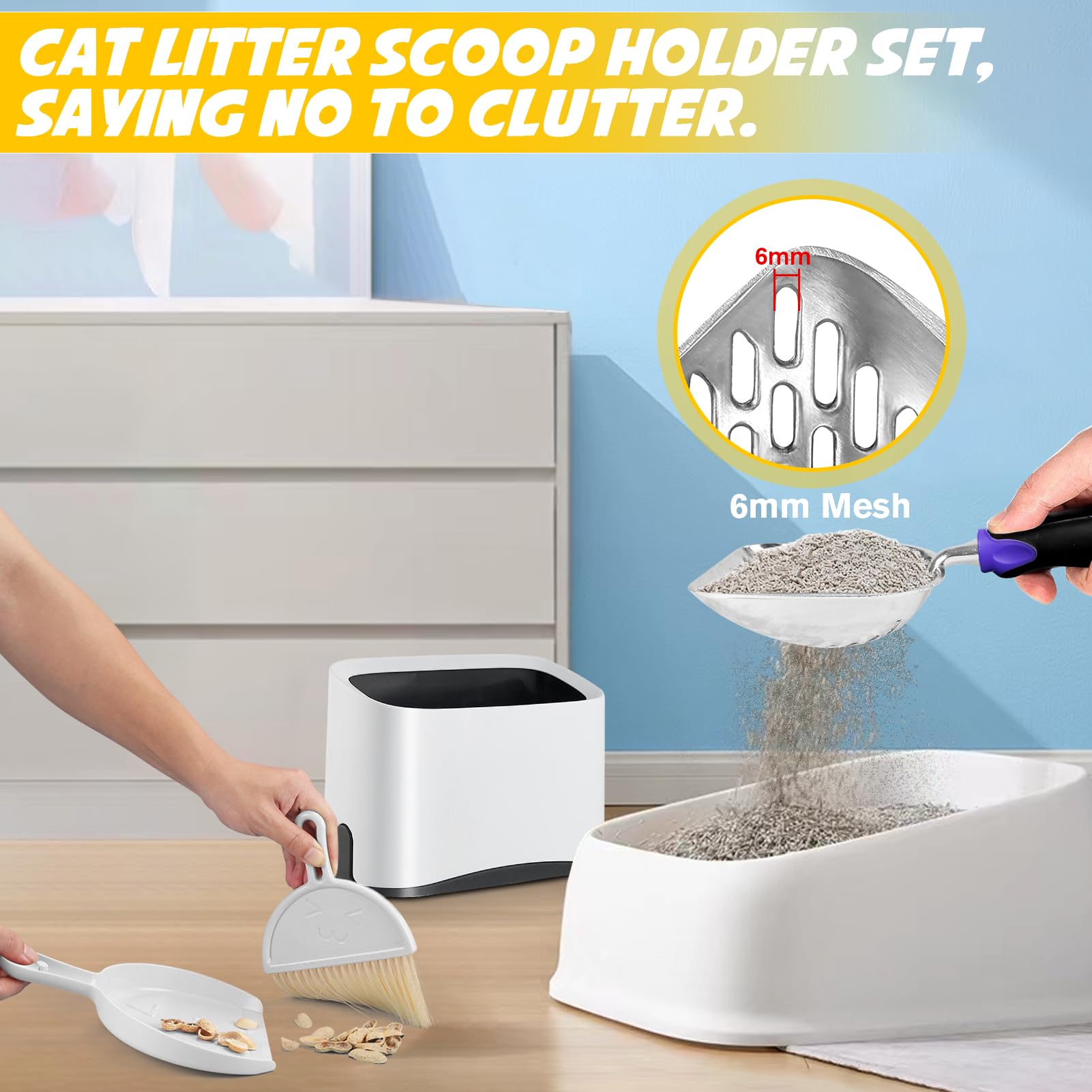 Apidgrowth kitty poop scooper fast-sifting design speeds cleanup.