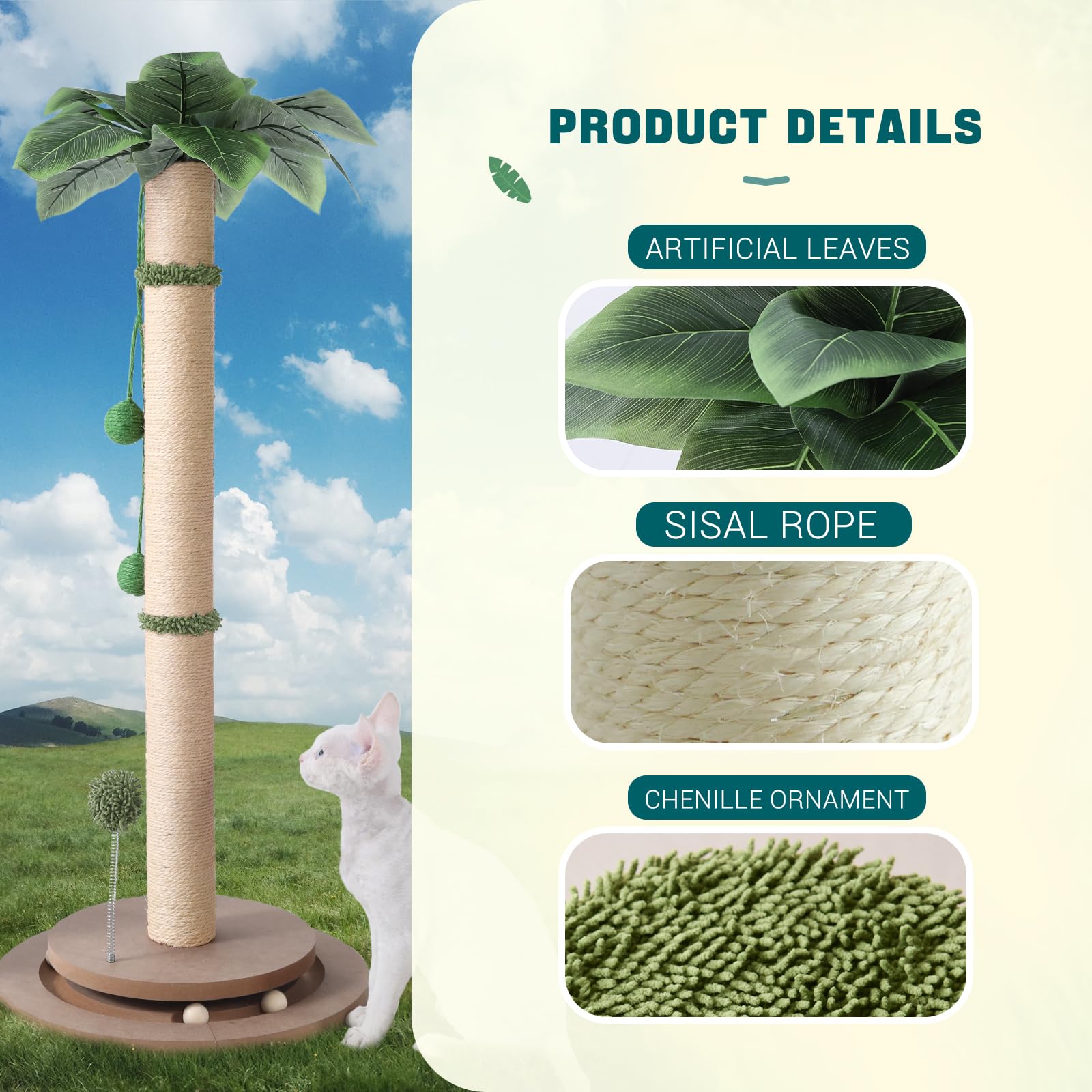 Aplatho cat scratching post green decor blends with home aesthetics