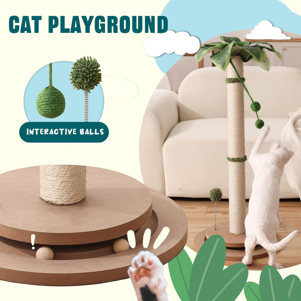 Aplatho cat scratching post with toys for interactive play and exercise