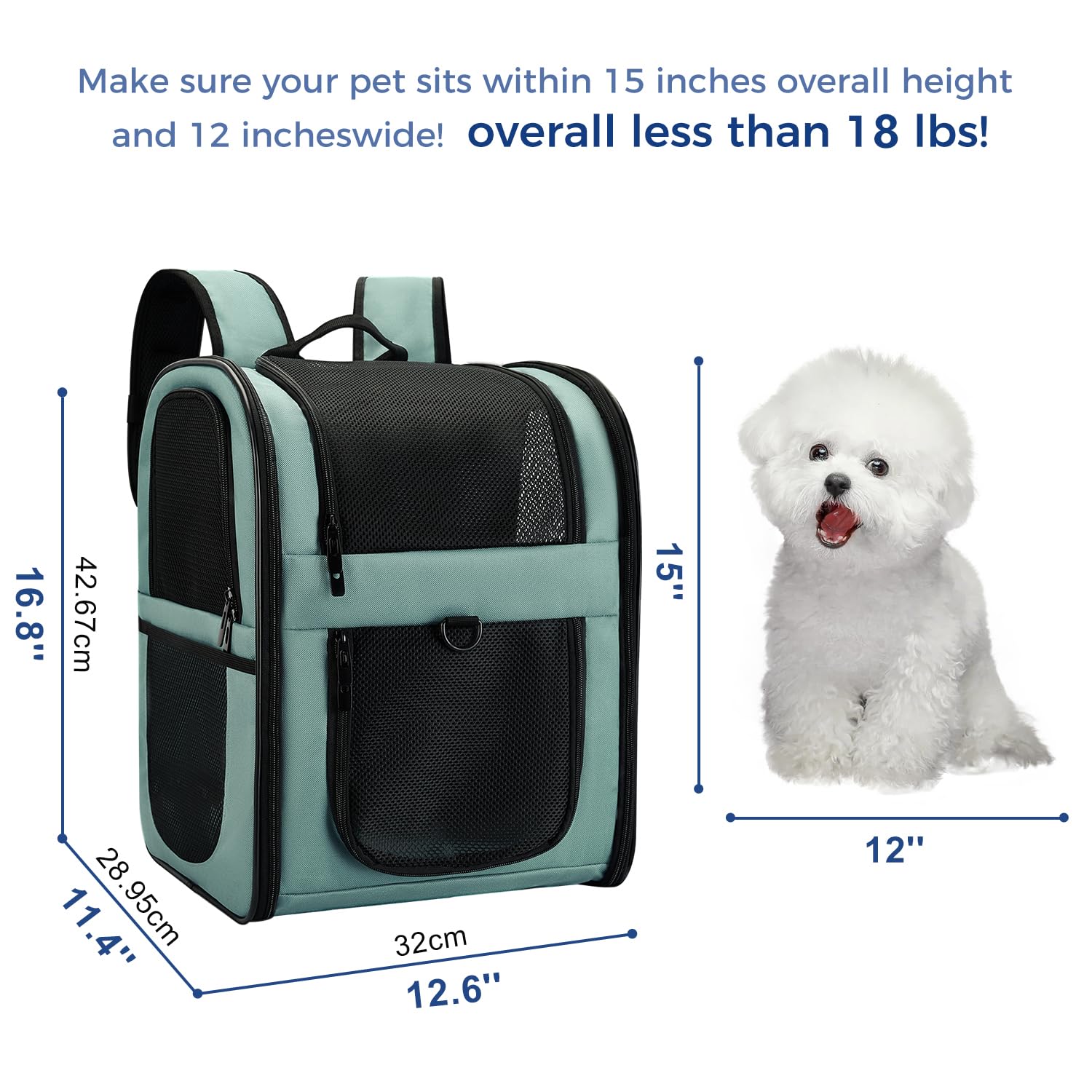 Apollo Walker carrier backpack blue side storage shows expandable pockets for pet essentials