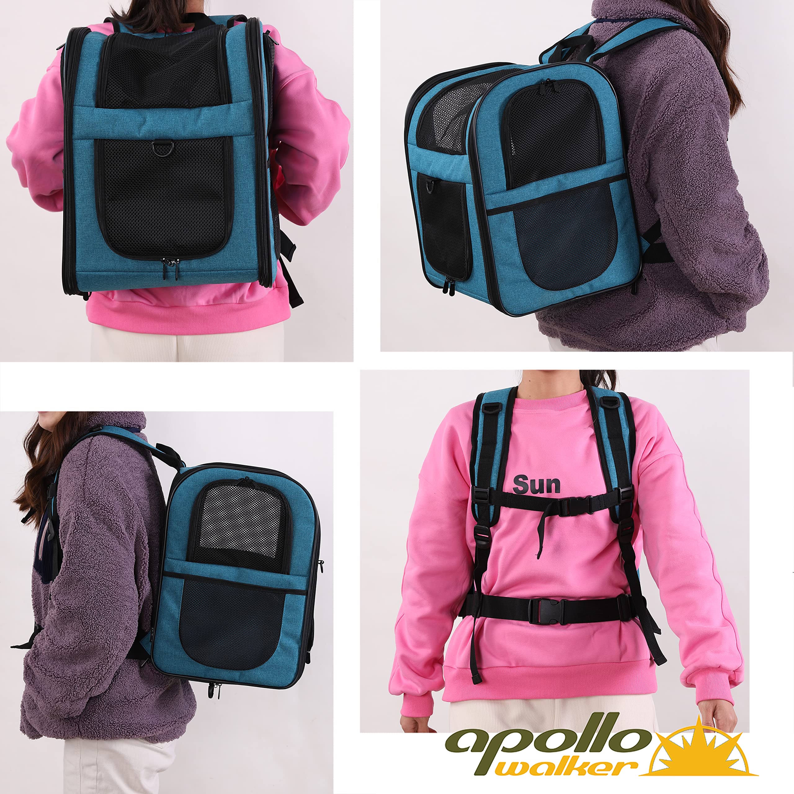 Apollo Walker teal adjustable straps ensure stable carrying during long walks