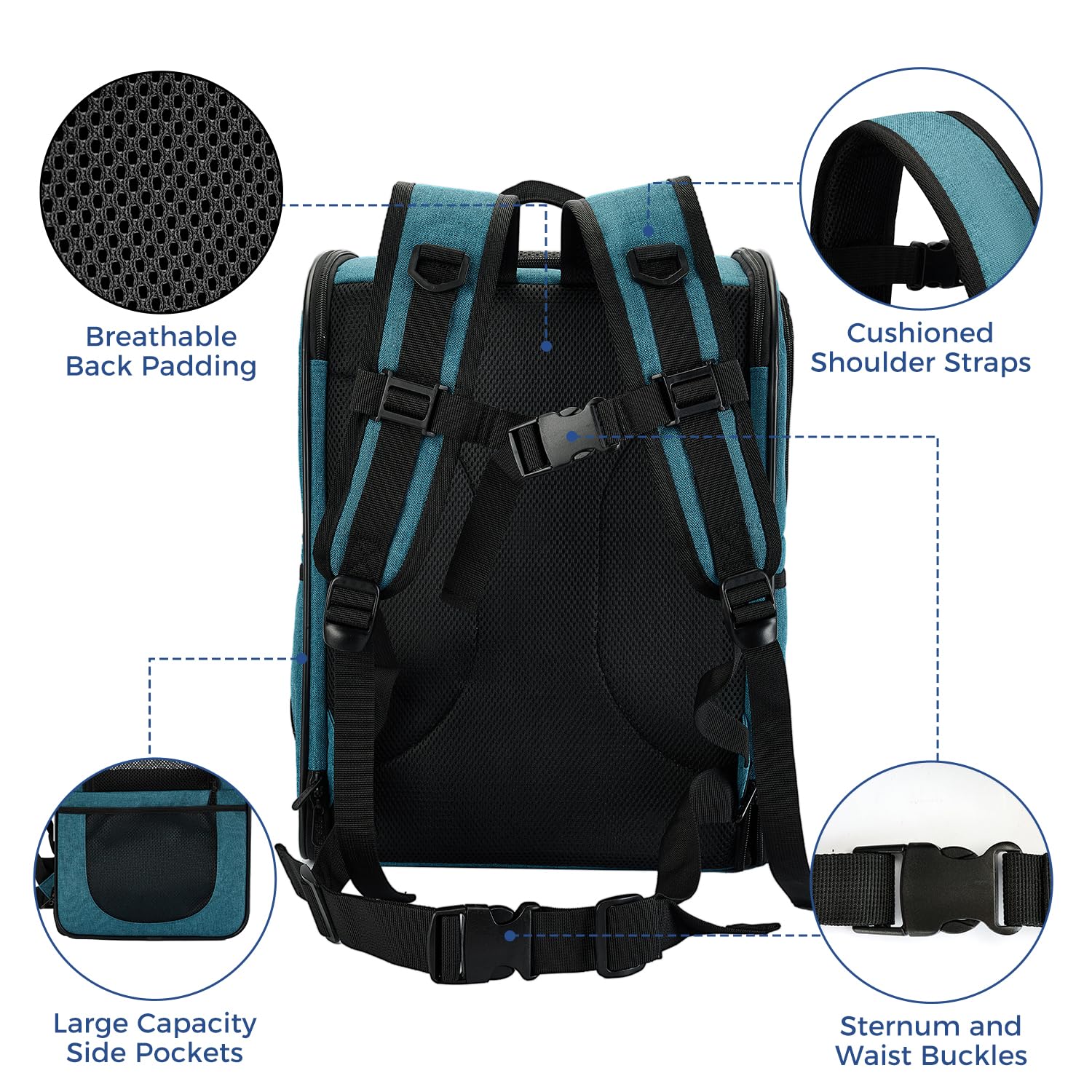 Apollo Walker teal removable pad simplifies cleanup after outdoor trips