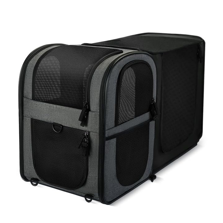 Apollo Walker pet carrier backpack expandable provides extra space for pets during travel and hikes.