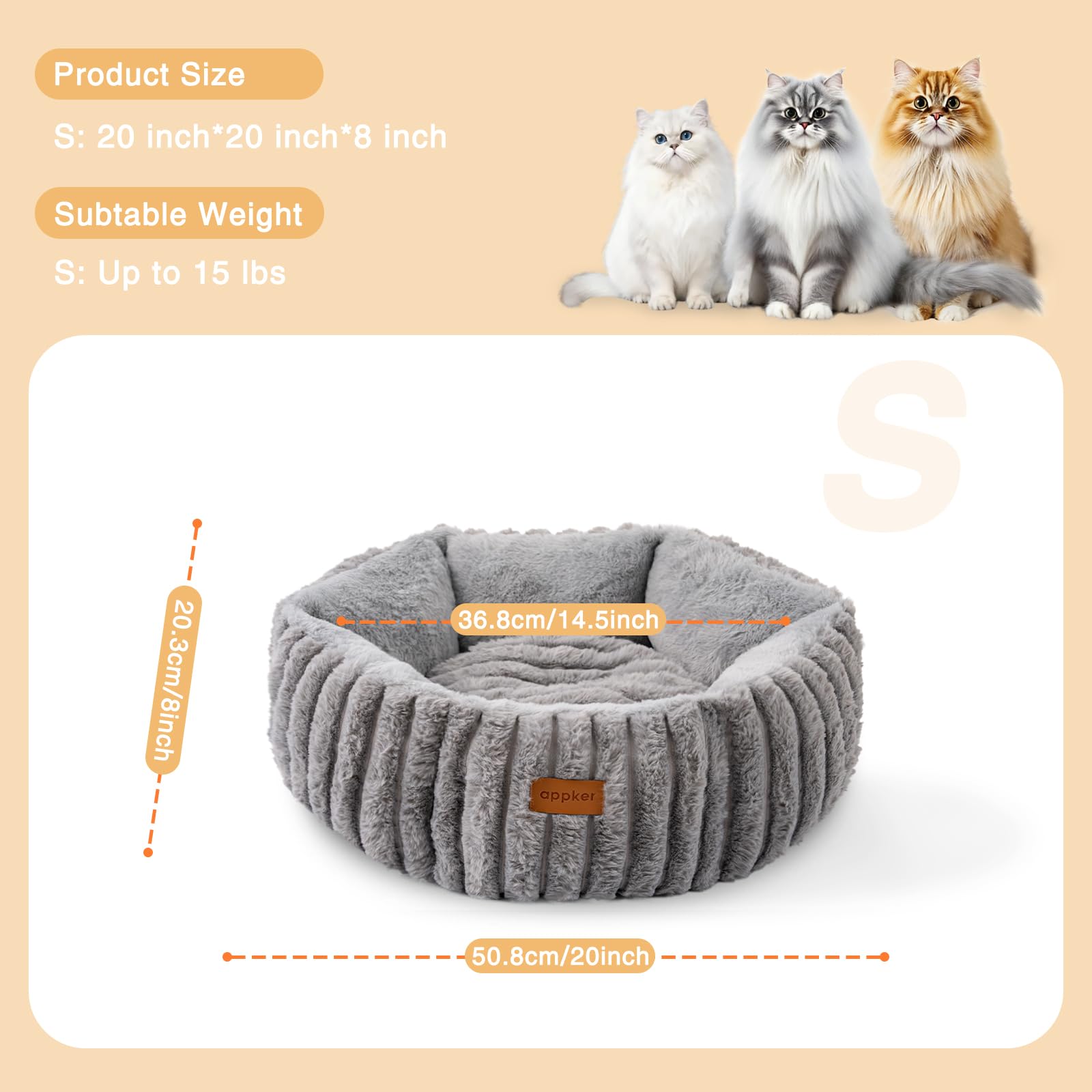 APPKER indoor-use cat bed provides plush comfort during naps.