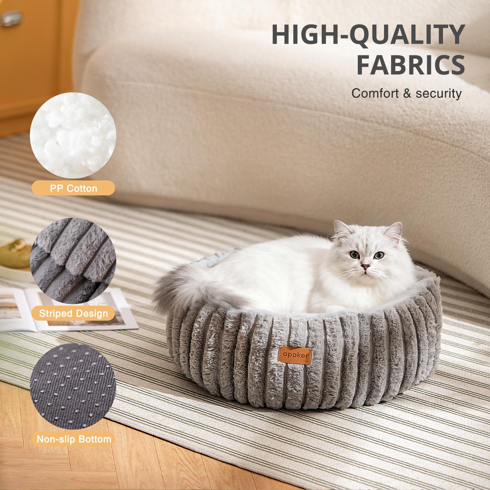APPKER cat bed with removable inner pad simplifies cleaning.