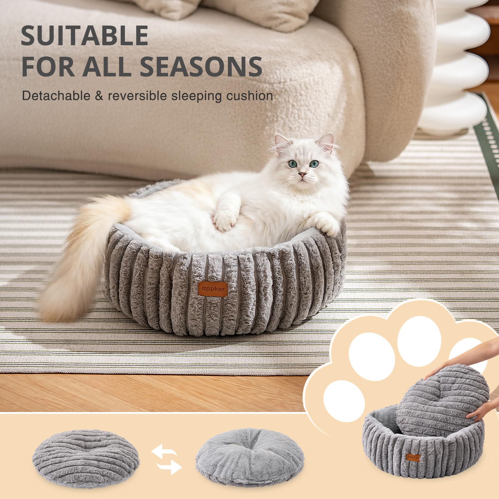 APPKER machine-washable cat bed makes cleaning quick.