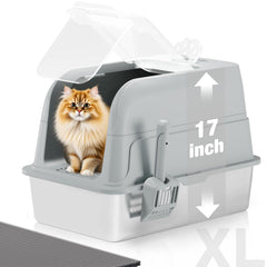 APPKER XL stainless steel cat litter box in fully enclosed design for big cats.