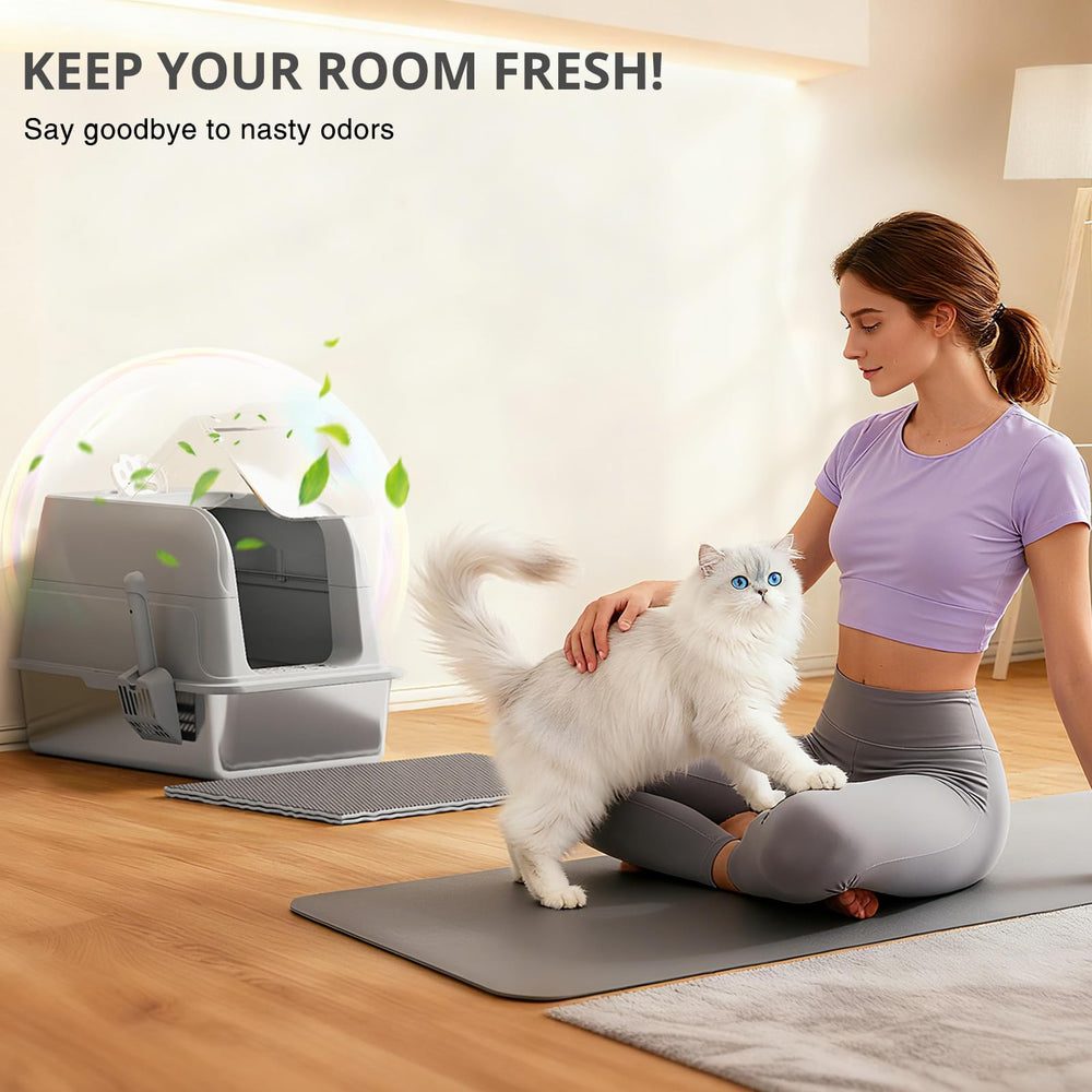 APPKER XL litter box provides roomy space and less frequent scooping.