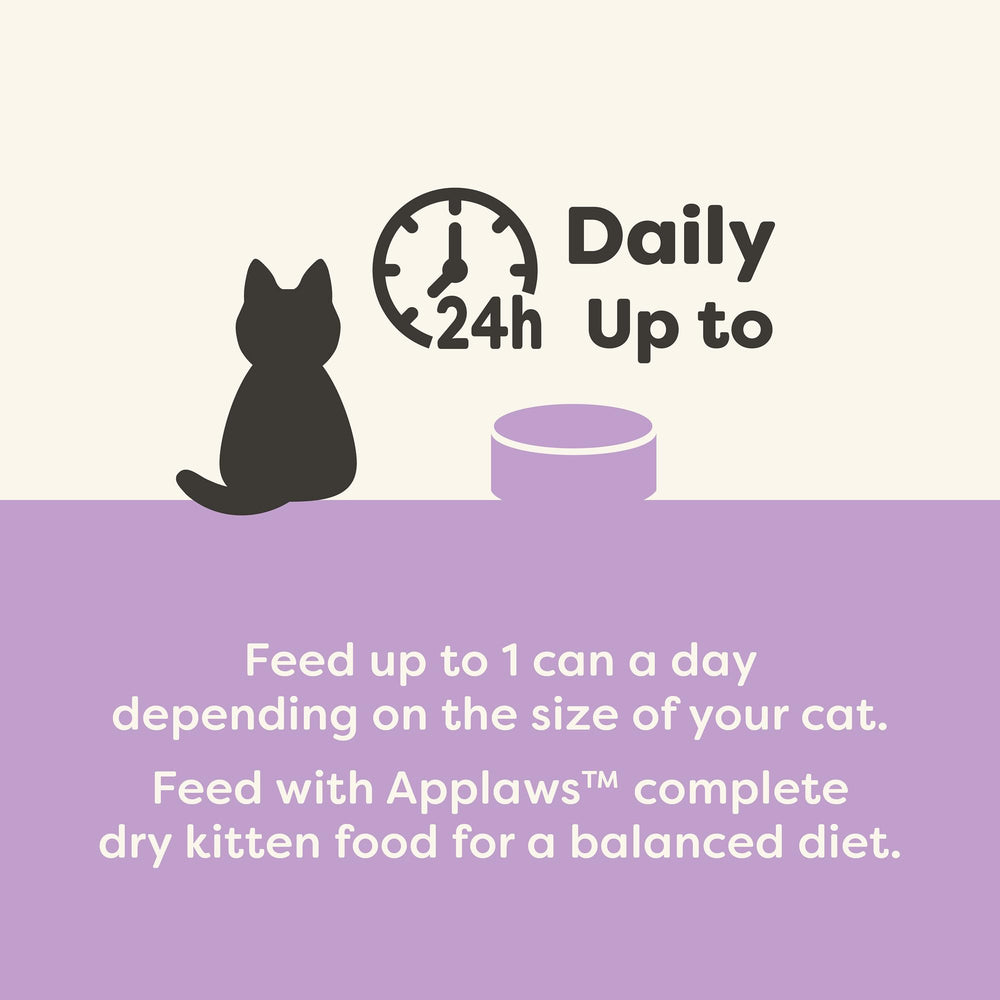 Applaws kitten mealtime ritual with broth-based serving and hydration appeal.