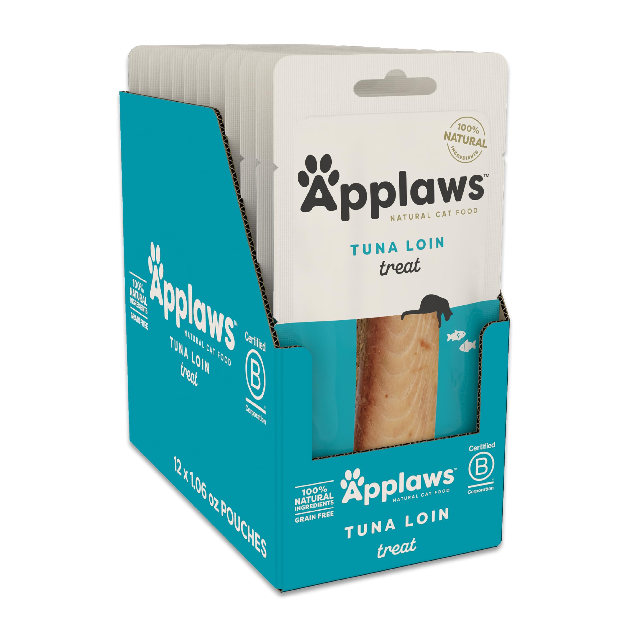 Applaws natural tuna loin sachet ready-to-serve cat treat for quick rewards.