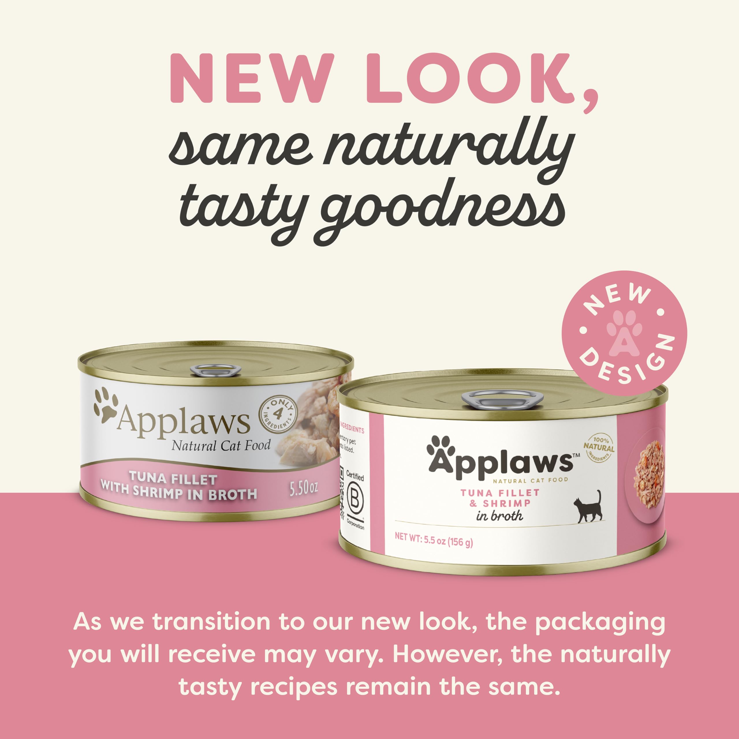 Applaws tuna fillet with prawn close-up emphasizes real ingredients for picky eaters.
