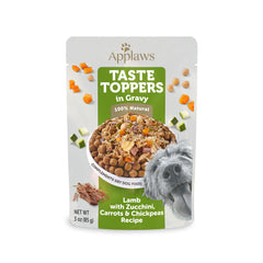 Applaws Taste Toppers lamb-zucchini-chickpeas-pouch helps fuel active dogs with real protein.