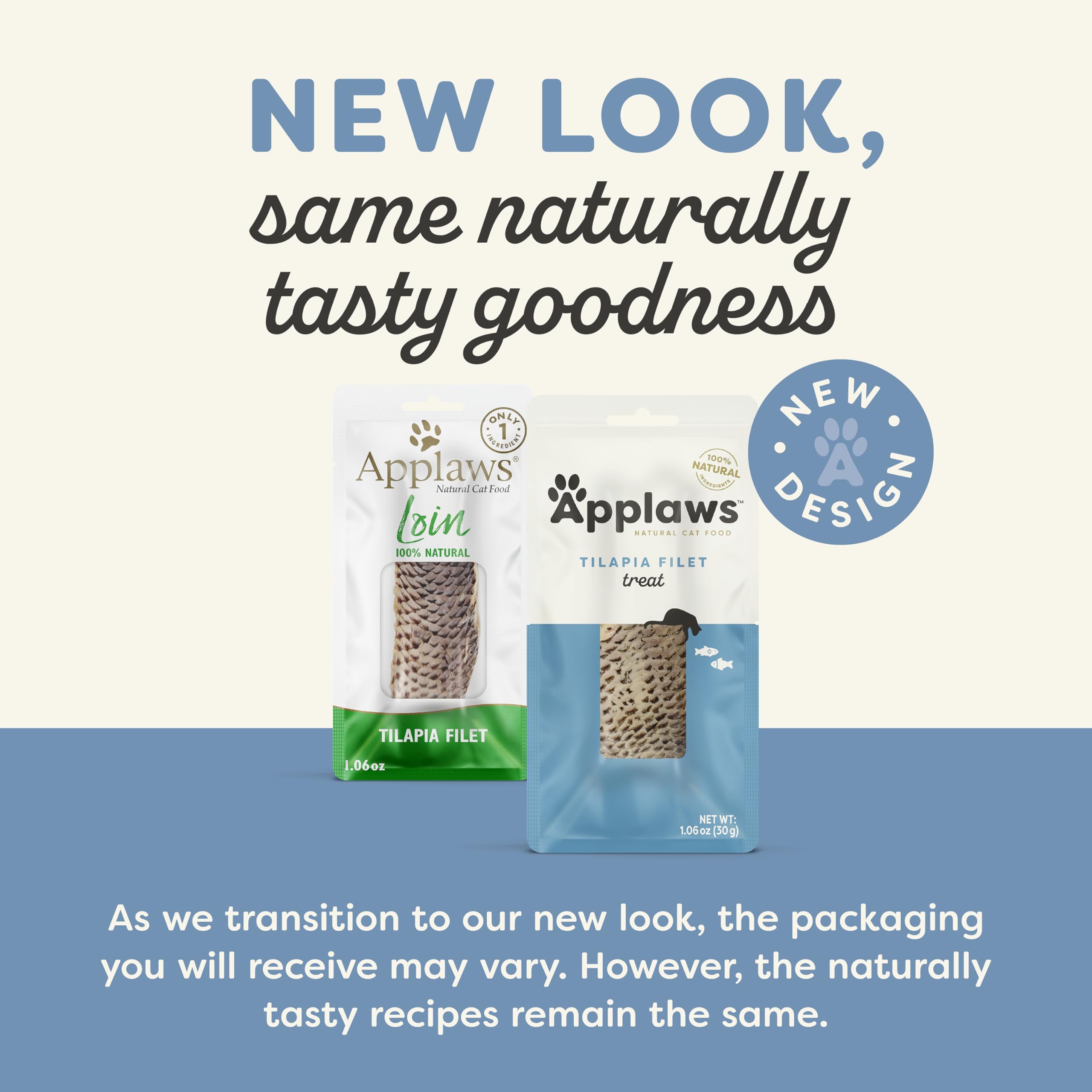 Applaws Tilapia Fillet Bites closeup—single-ingredient protein for finicky cats.