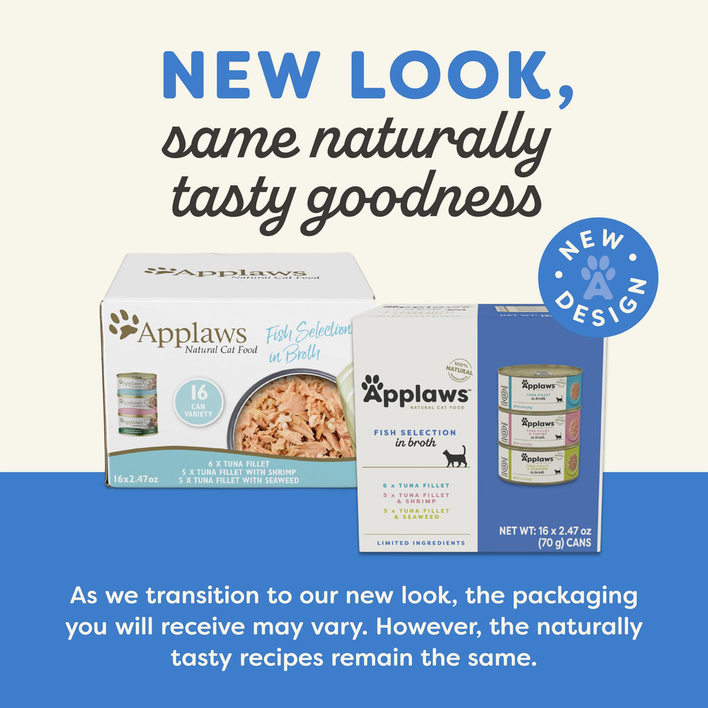 Applaws tuna fillet shrimp broth can highlight variety to entice picky eaters.