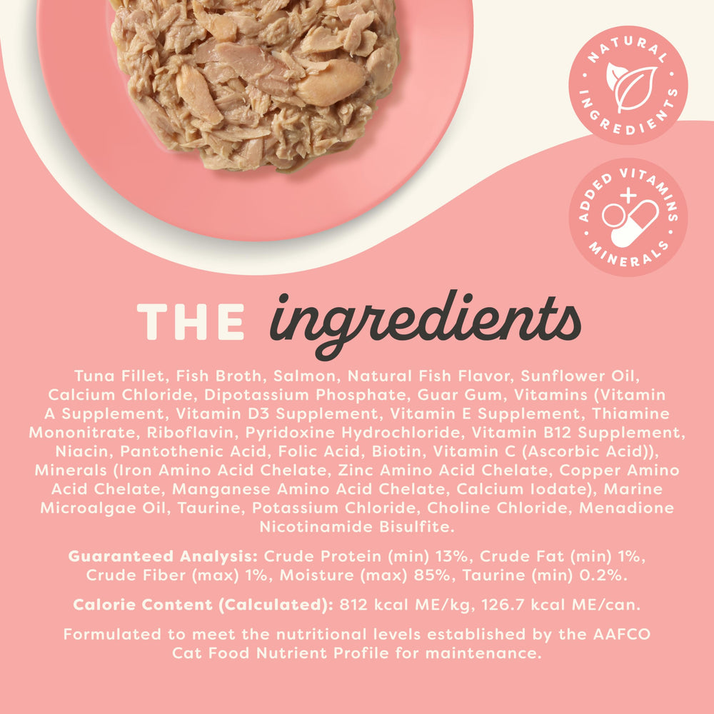Applaws Vitality tuna and salmon ingredients highlight protein-rich meals for active cats.
