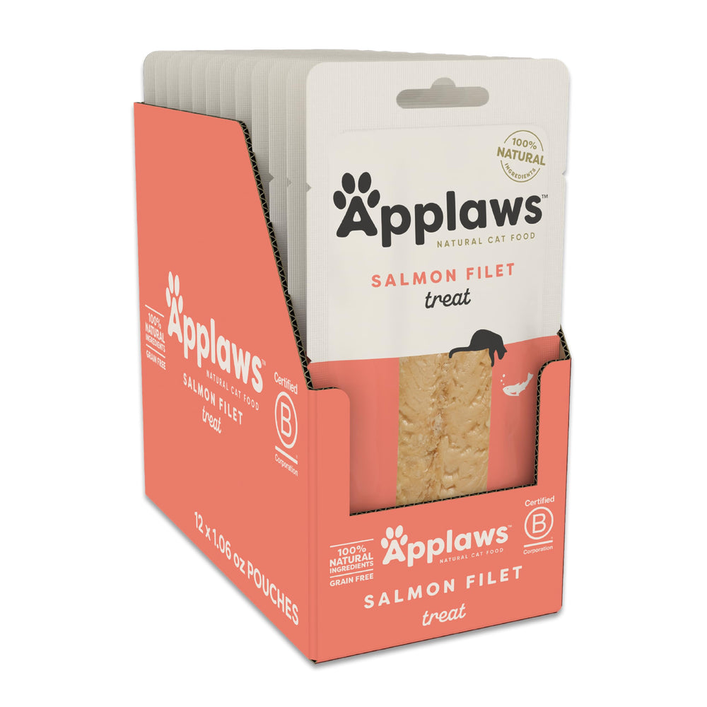 Applaws whole salmon loin sachet ready-to-serve cat treat, high-protein single-ingredient option