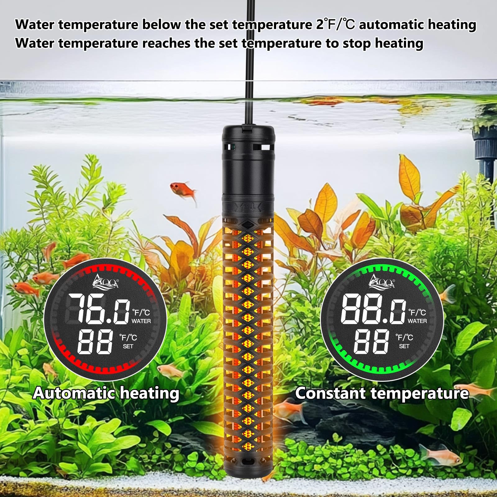 AQQA 800W heater uses quartz glass tube for durability.