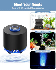 AQQA Aquarium Air Pump adjustable flow knob enables easy airflow control