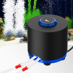 AQQA Aquarium Air Pump Tubby front view showing quiet operation