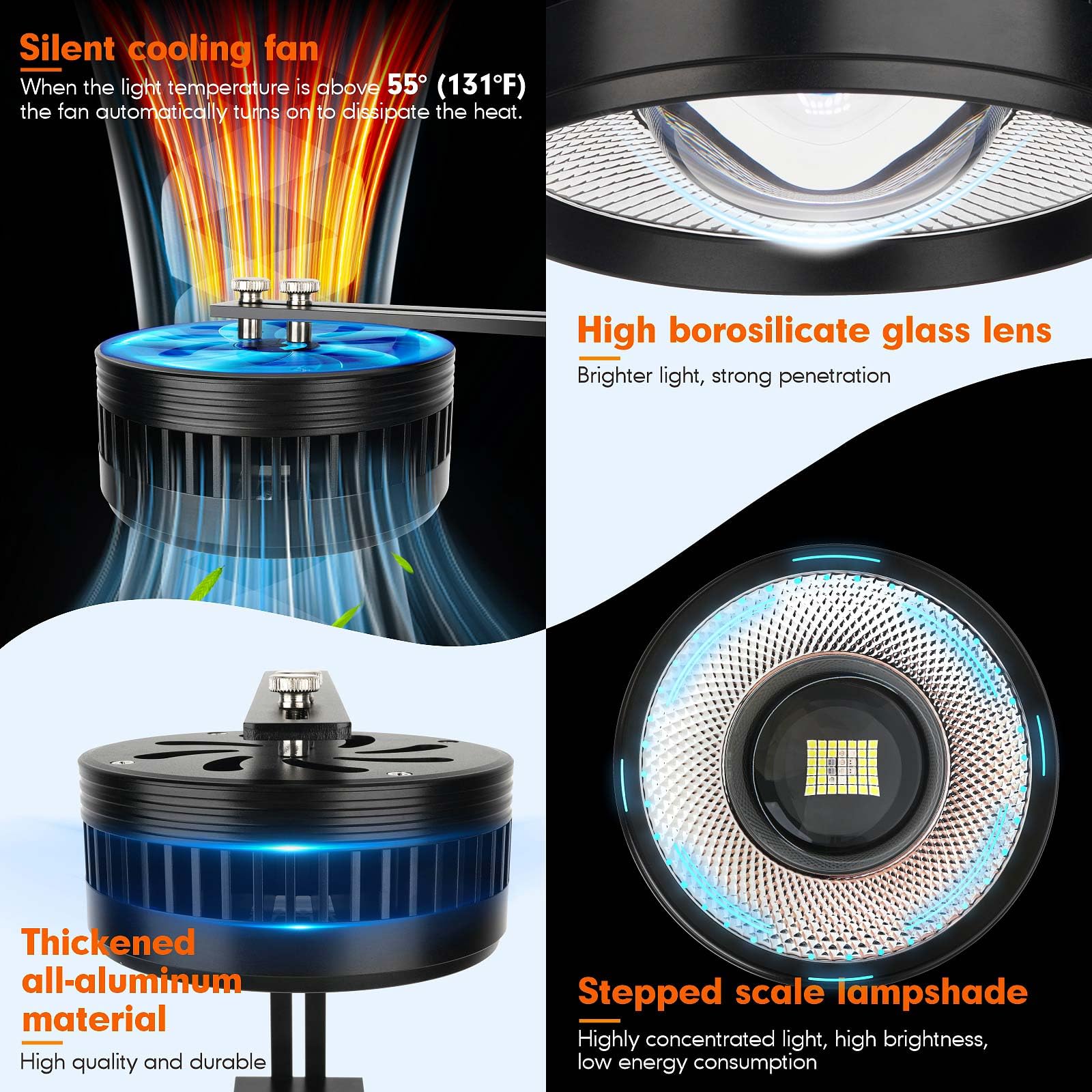 AQQA clip-on stream light white mode supports plant growth visualization.
