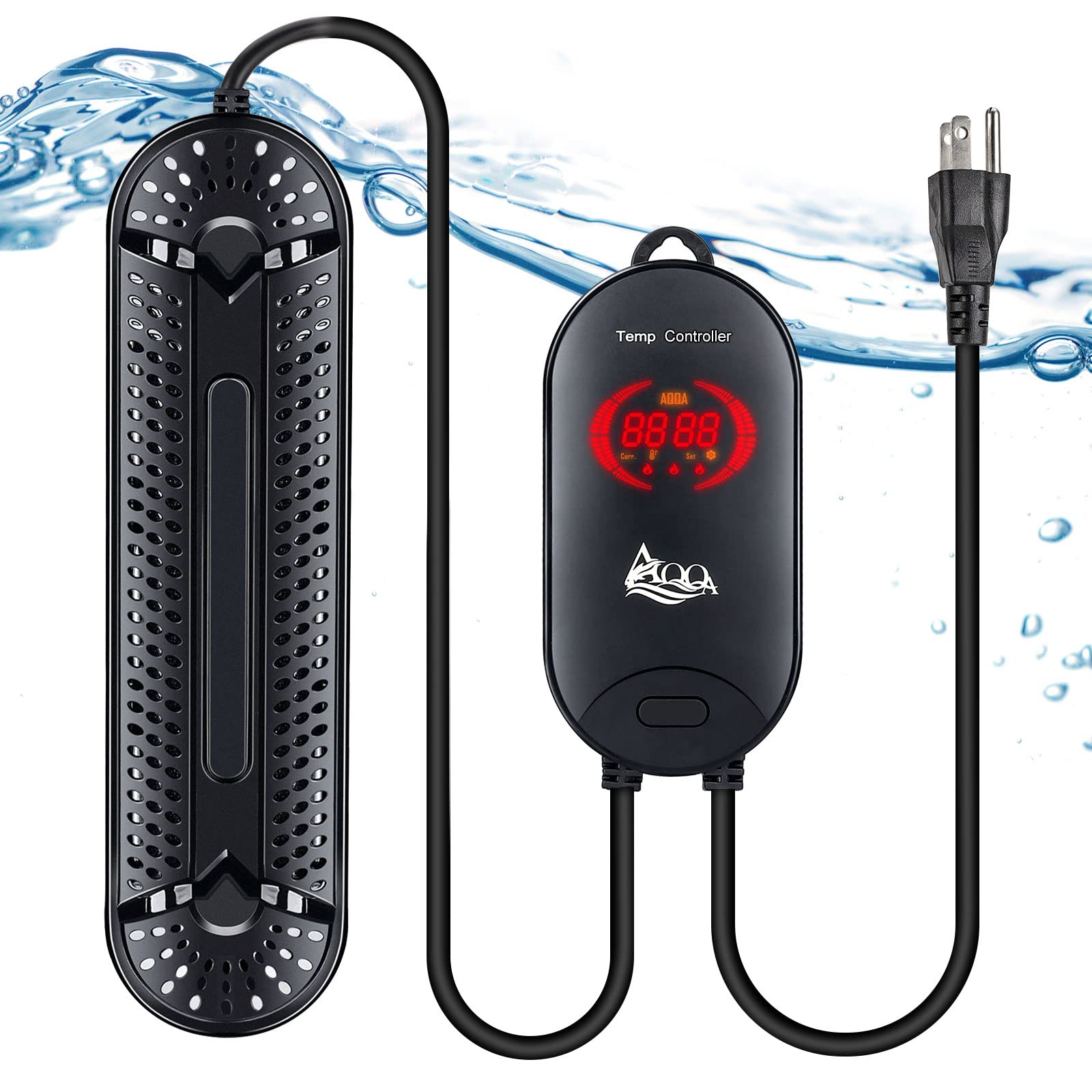AQQA Aquarium Heater 1000W under-water installation shows quick, precise temperature control.