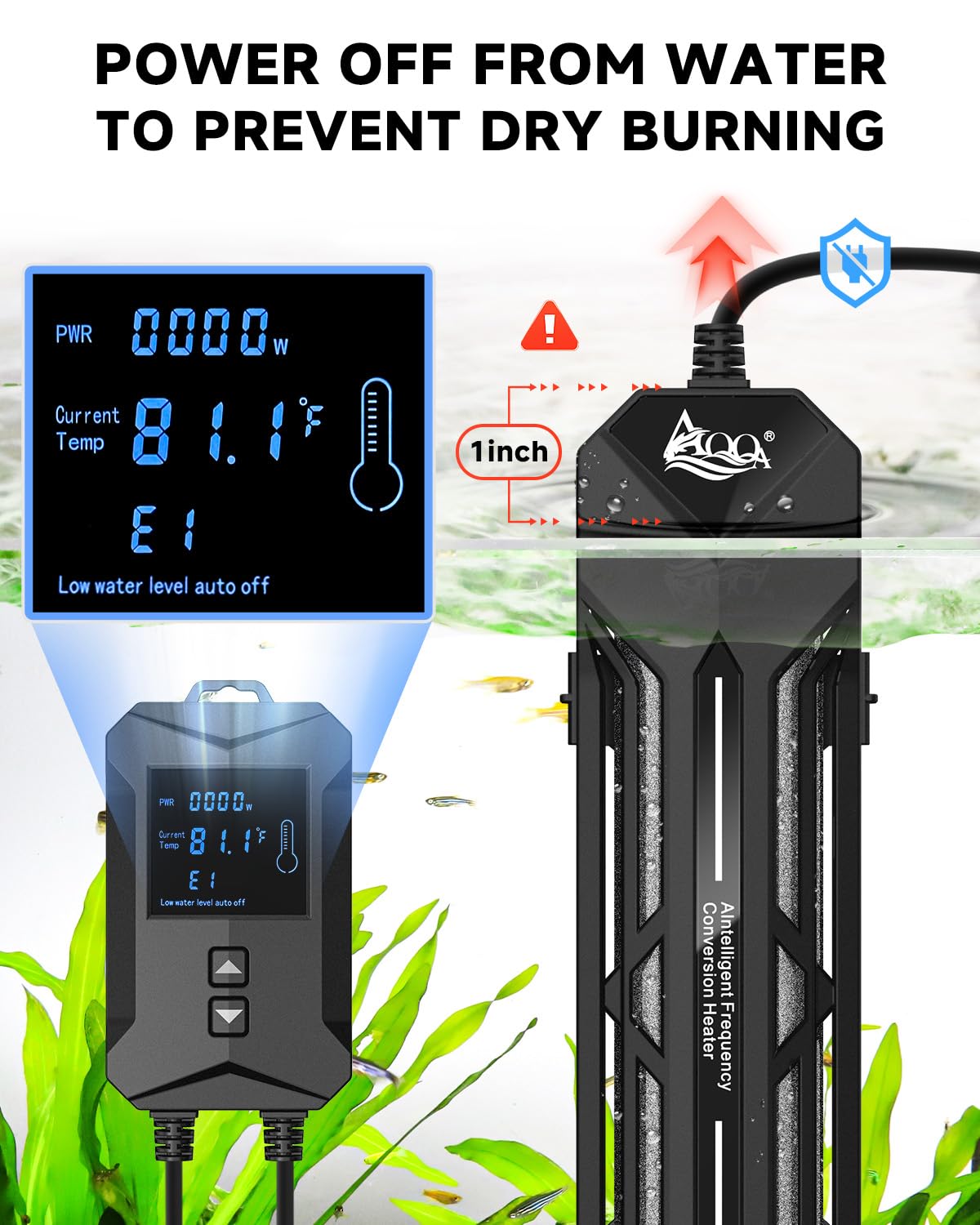 AQQA heater includes dry-out protection to prevent low-water issues.
