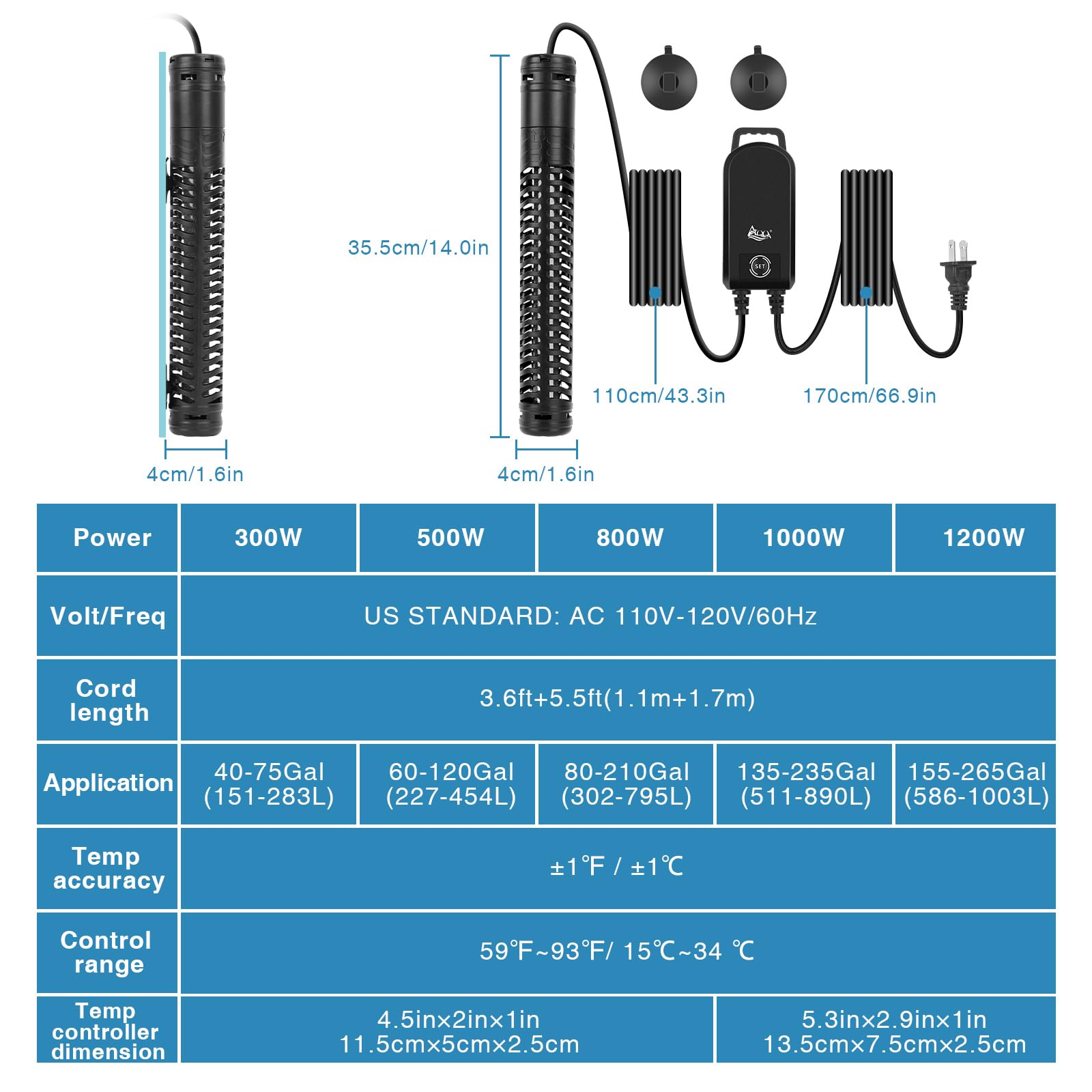 AQQA Aquarium Heater maintenance image emphasizes regular cleaning to extend life.