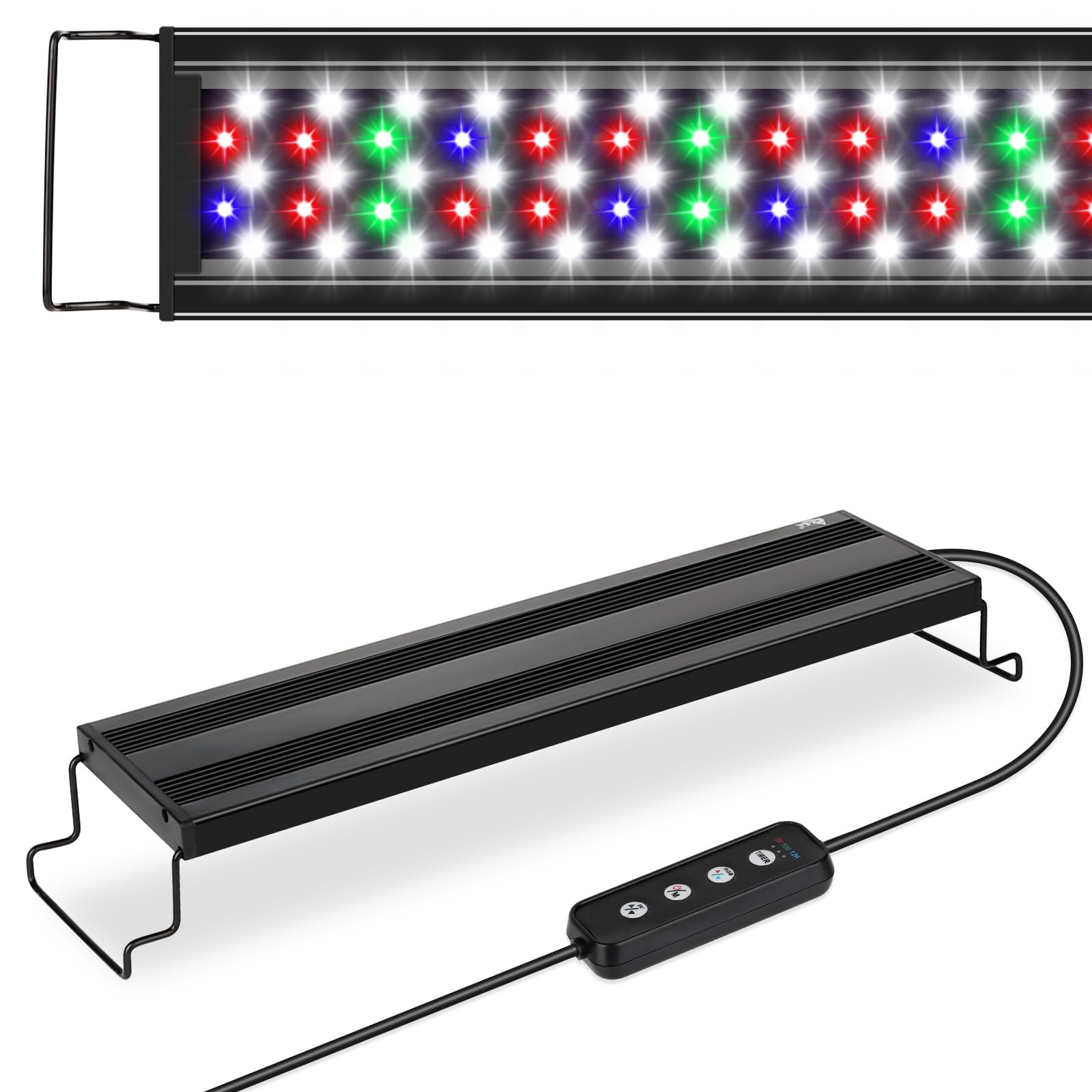 AQQA Aquarium Light full-spectrum beads illuminate the tank bottom for vibrant plant growth.