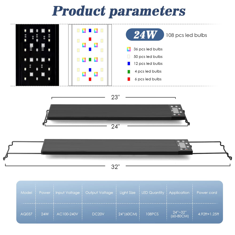 AQQA aquarium light LED screen controller for easy adjustments and clean setup.
